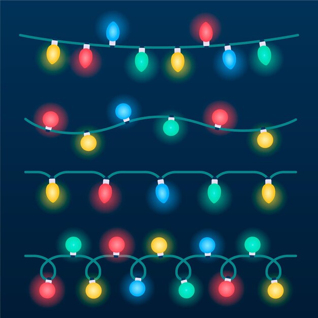 Colección de luces navideñas con degradado