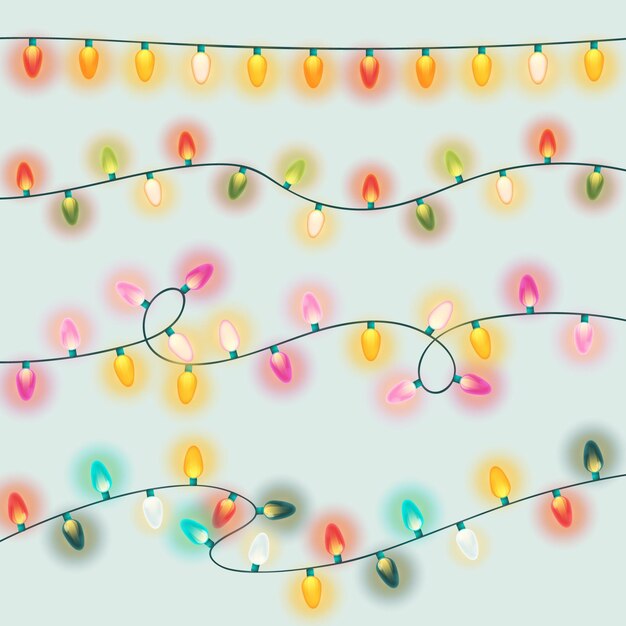 Colección de luces navideñas con degradado