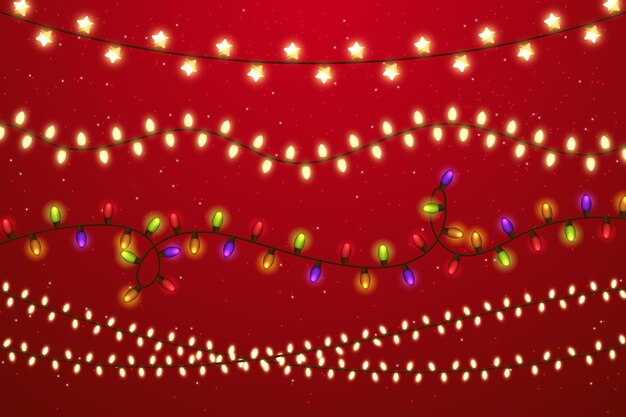 Colección de luces navideñas con degradado
