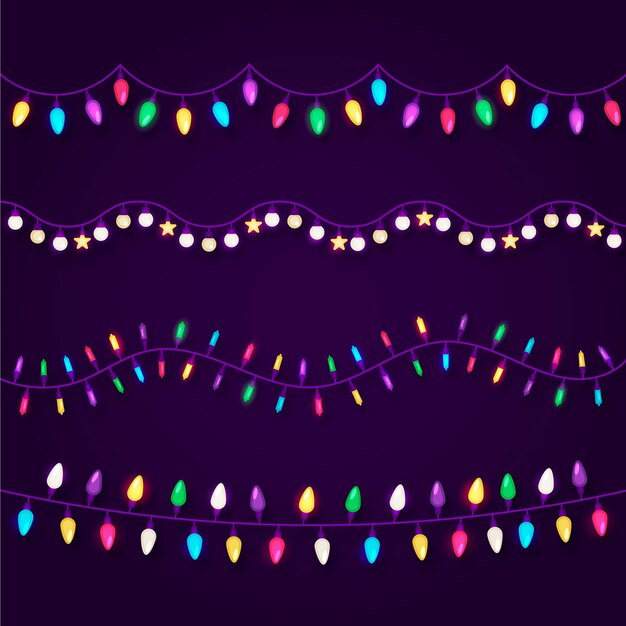 Colección de luces navideñas con degradado