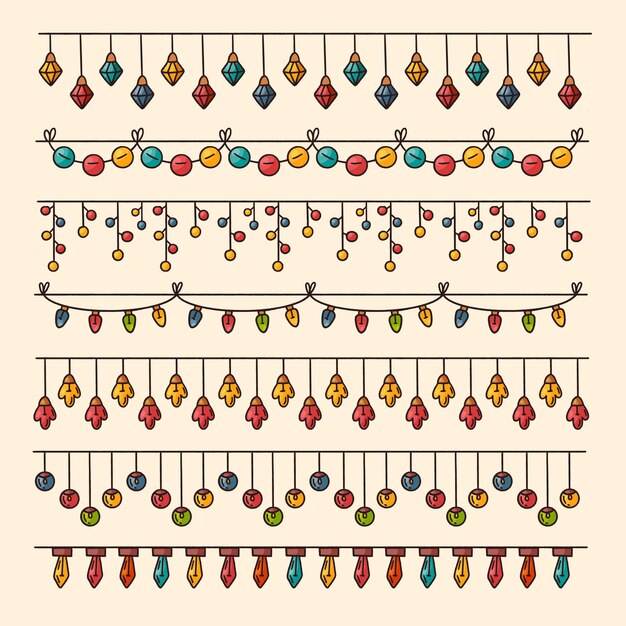 Colección luces navideñas dibujadas a mano