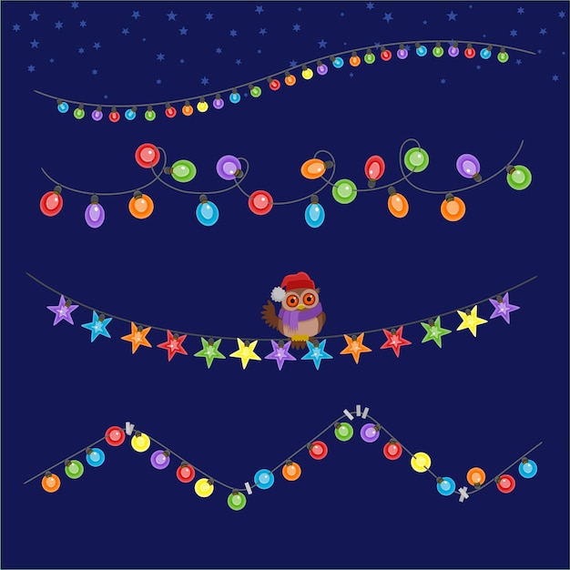 Vector gratuito colección luces navideñas dibujadas a mano