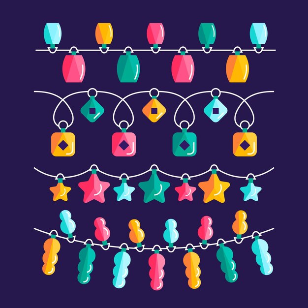 Colección luces navideñas planas