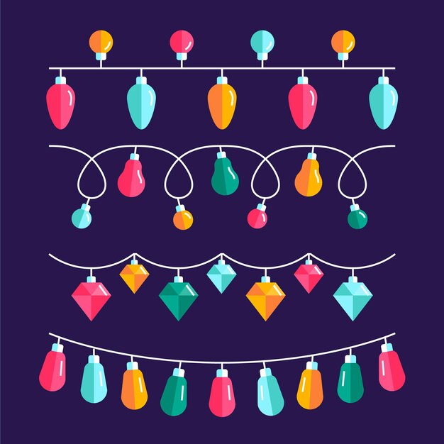 Colección luces navideñas planas