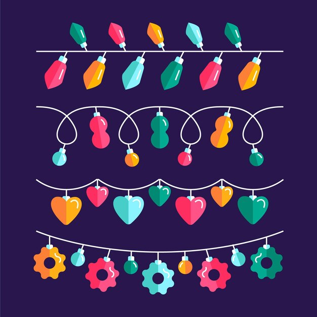 Colección luces navideñas planas