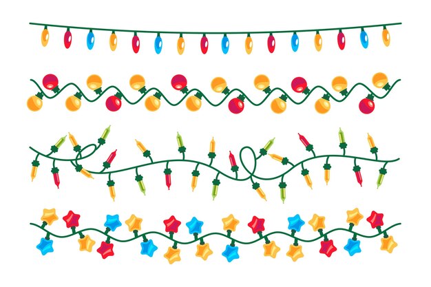 Colección luces navideñas planas