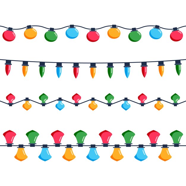Colección luces navideñas planas