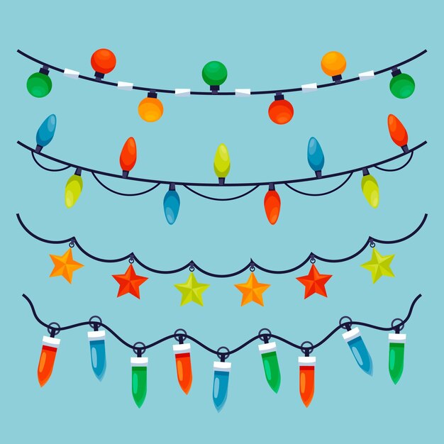 Colección luces navideñas planas