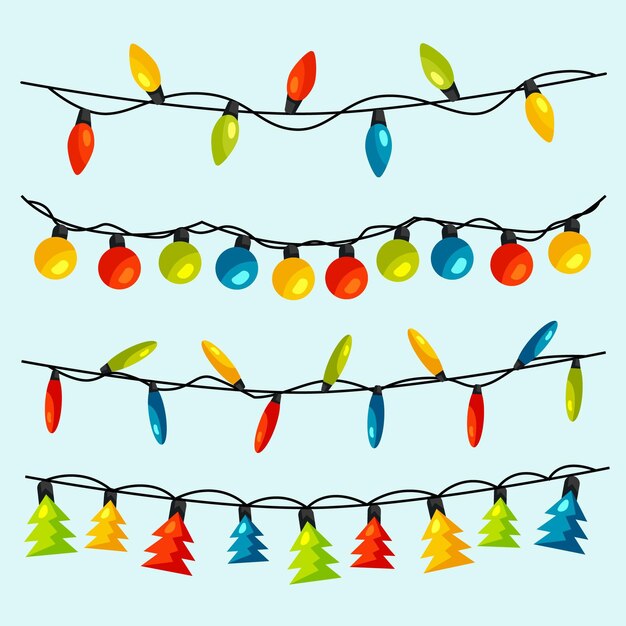 Colección luces navideñas planas