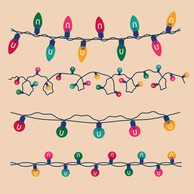 Colección luces navideñas planas