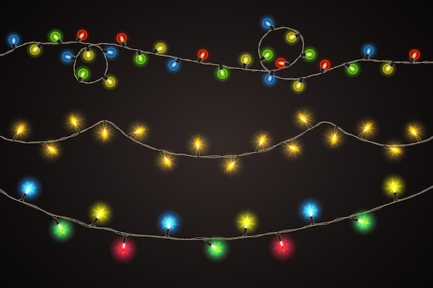 Vector gratuito colección de luces navideñas realistas