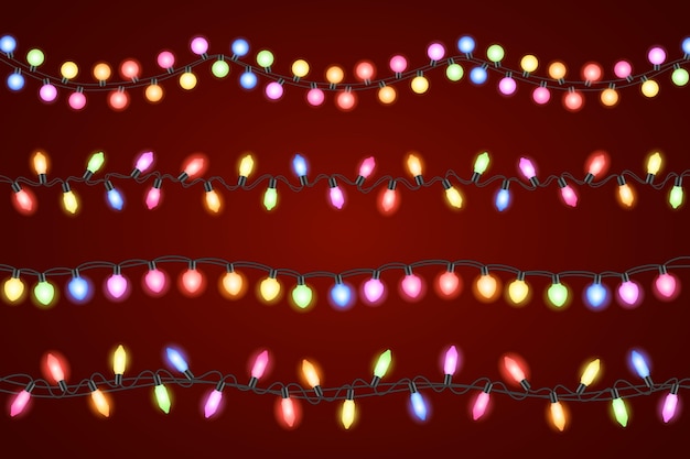 Vector gratuito colección de luces navideñas realistas