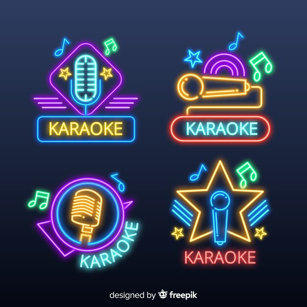 Colección de luces de neón de karaoke