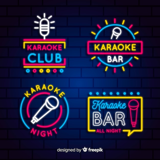 Colección de luces de neón de karaoke