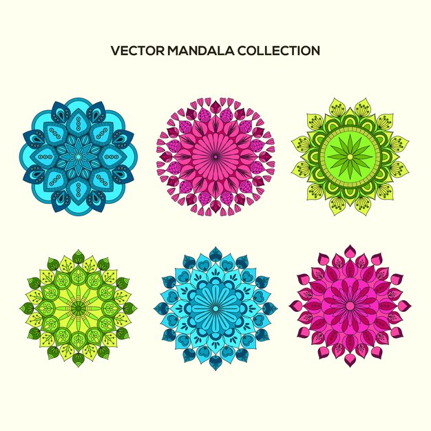 Colección de mandalas de  colores