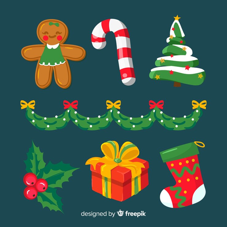 Vector gratuito colección a mano de elementos de navidad