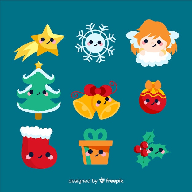 Colección a mano de elementos de navidad