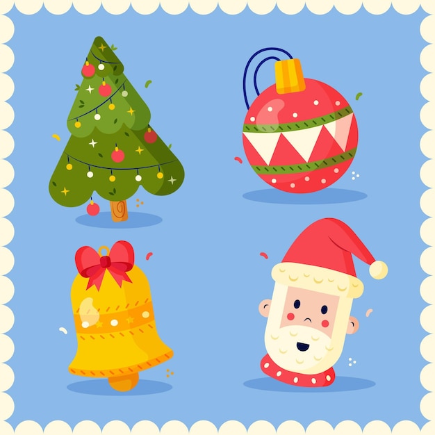 Colección a mano de elementos de navidad