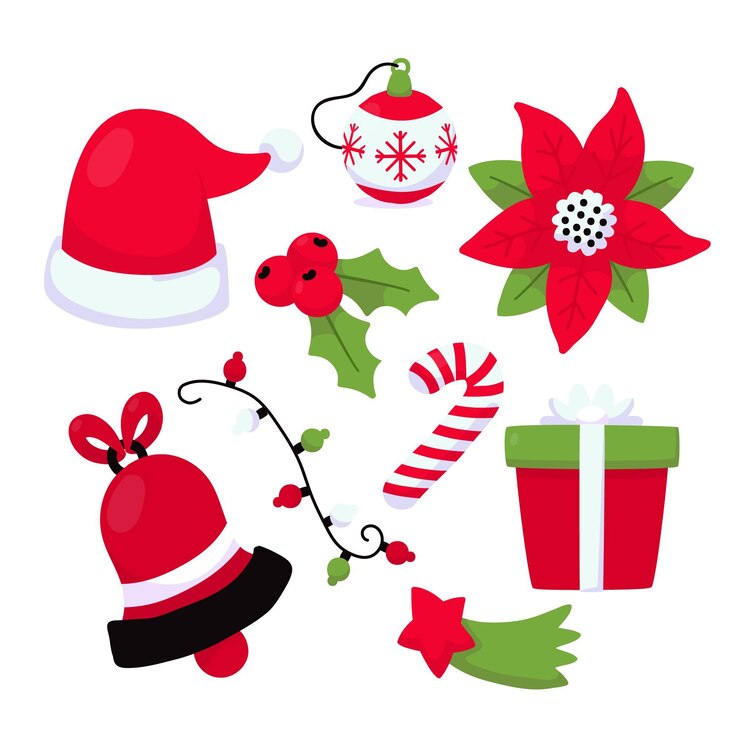 Vector gratuito colección a mano de elementos de navidad