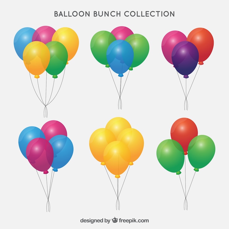 Vector gratuito colección de manojo de globos coloridos en estilo 2d