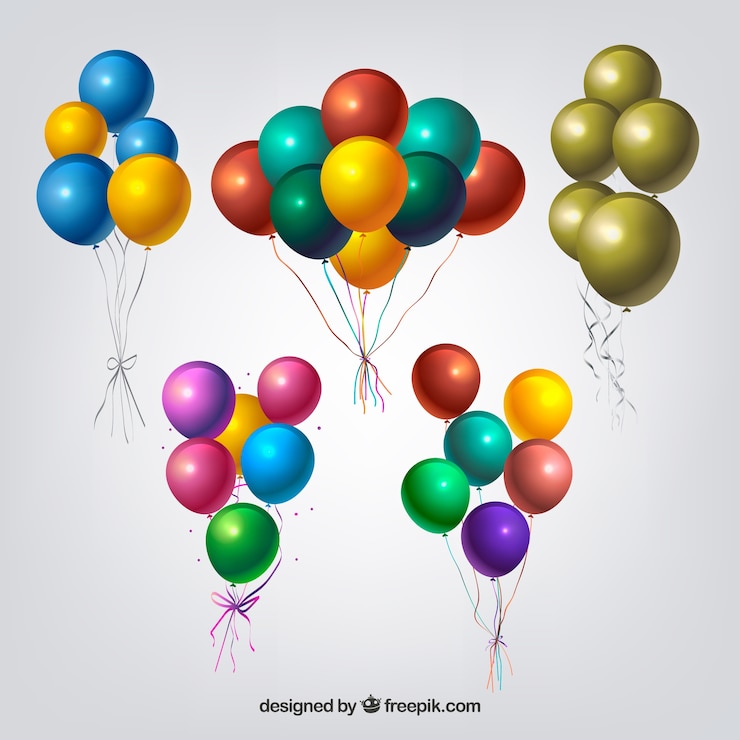 Vector gratuito colección de manojo de globos coloridos en estilo realista