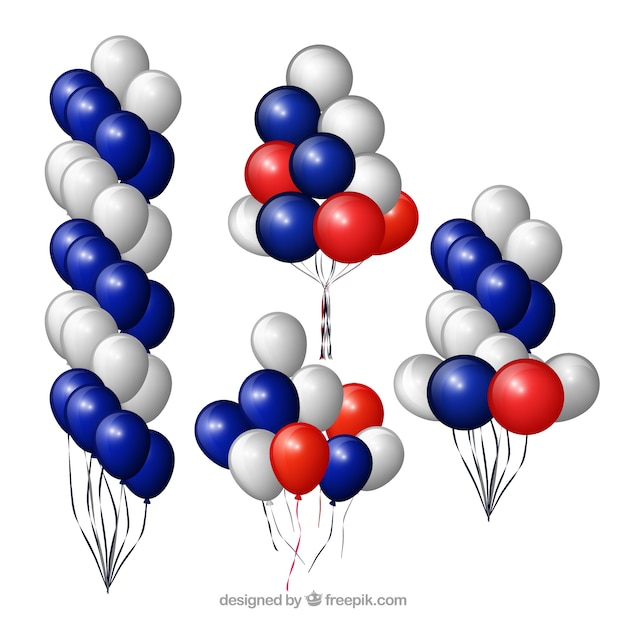 Vector gratuito colección de manojo de globos coloridos en estilo realista