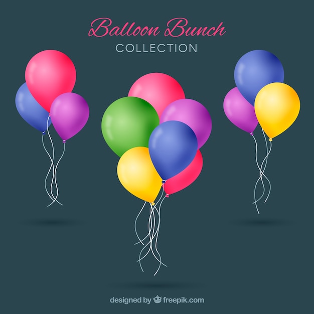 Vector gratuito colección de manojo de globos coloridos en estilo realista