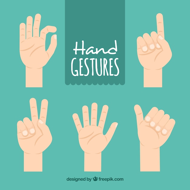 Colección de manos con diferentes posturas en estilo hecho a mano
