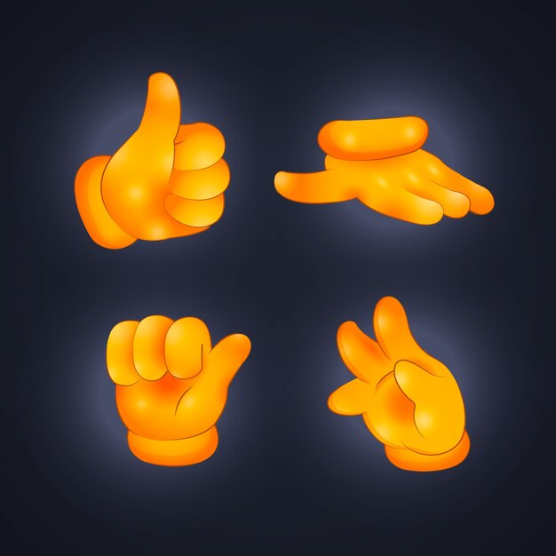 Colección de manos de emoji degradado