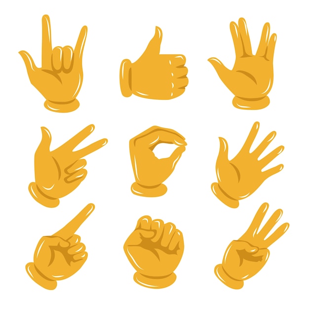 Colección de manos emoji dibujadas a mano