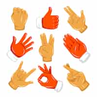 Vector gratuito colección de manos emoji dibujadas a mano