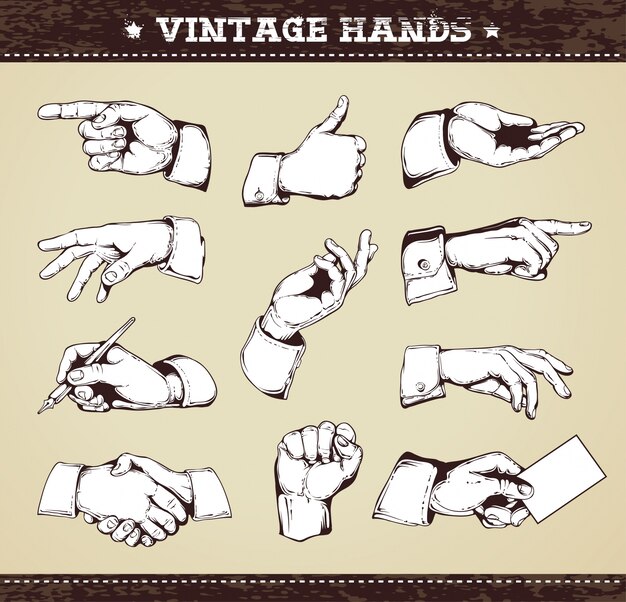 colección de manos vintage