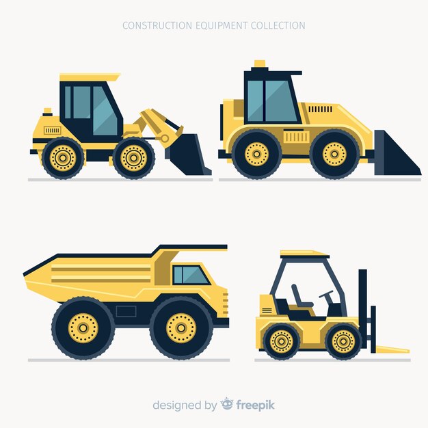 Colección de máquinas de construcción planas