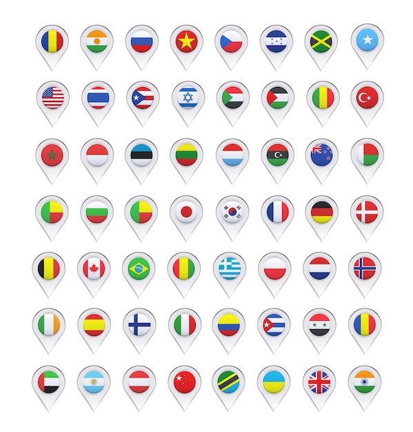Colección de marcadores con diseño de banderas