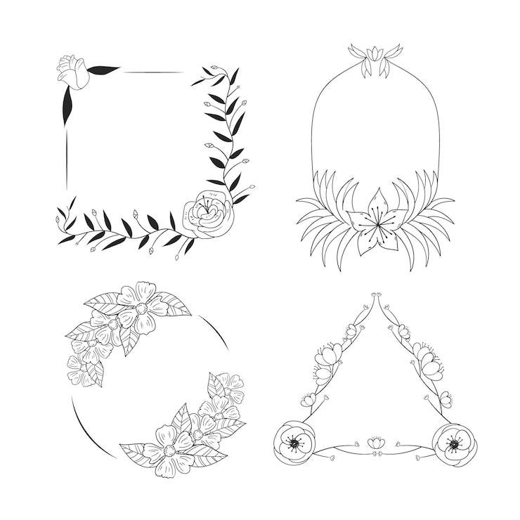 Vector gratuito colección de marco floral dibujado a mano