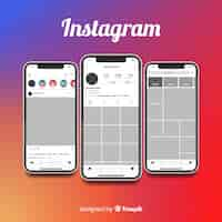 Vector gratuito colección marco instagram realista en smartphone