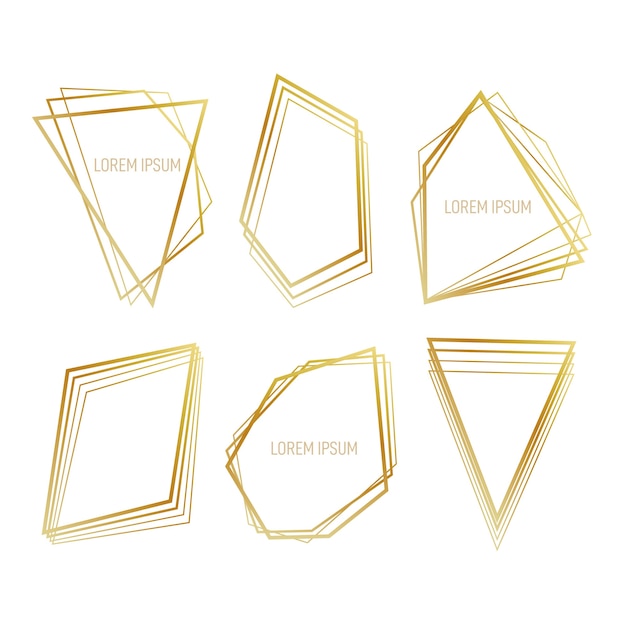 Colección de marco poligonal dorado