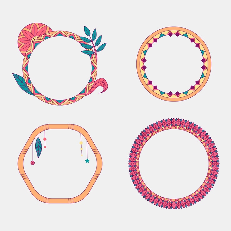 Vector gratuito colección de marcos boho dibujados a mano