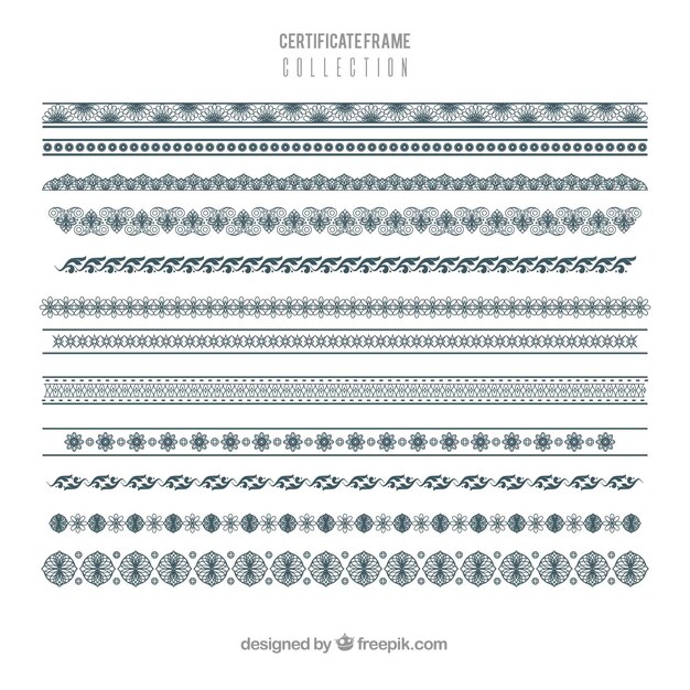 Colección de marcos de certificado con ornamentos vintage