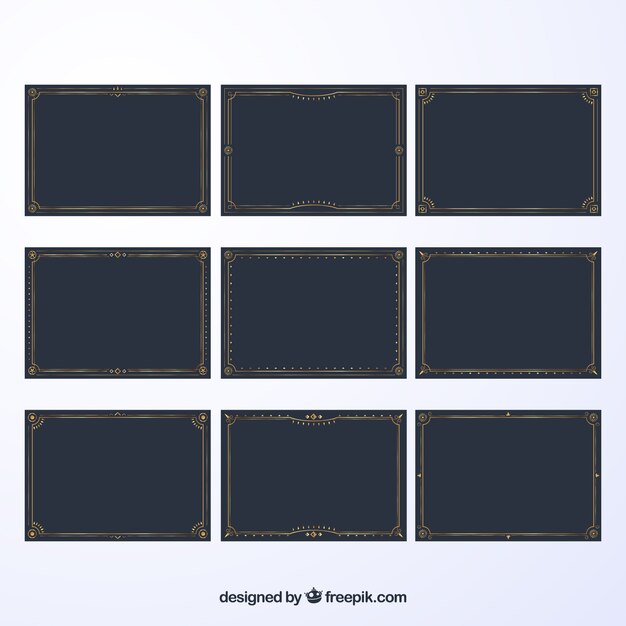 Colección de marcos de certificado con ornamentos
