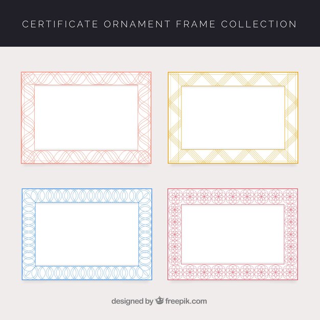 Colección de marcos de certificado con ornamentos