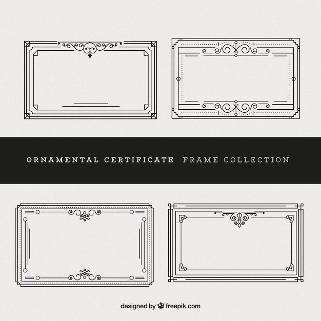Colección de marcos de certificado con ornamentos