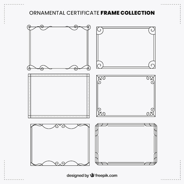 Colección de marcos de certificado con ornamentos