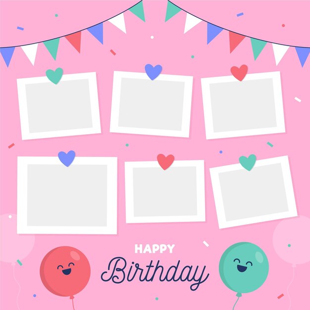 Colección de marcos de collage de cumpleaños