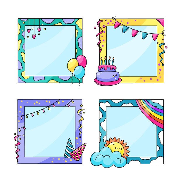 Colección de marcos de collage de cumpleaños