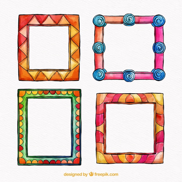 Colección de marcos coloridos en acuarela