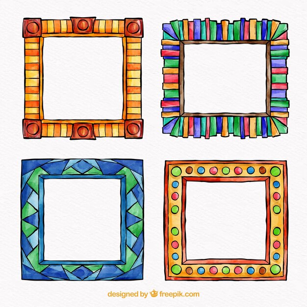 Colección de marcos coloridos en acuarela
