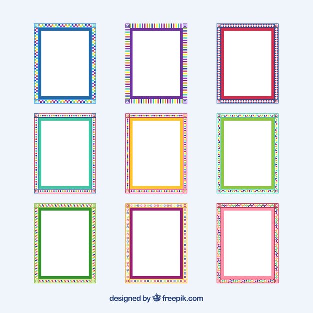 Colección de marcos coloridos con diseño plano