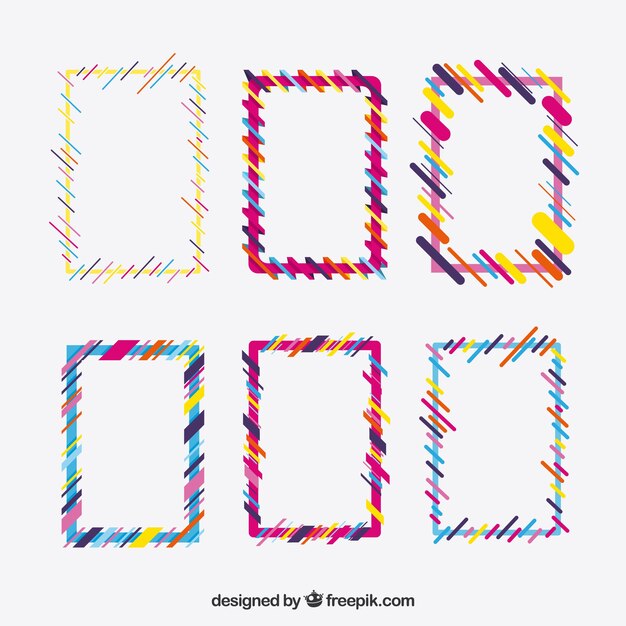 Colección de marcos coloridos con diseño plano