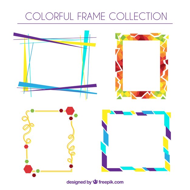 Colección de marcos coloridos con diseño plano
